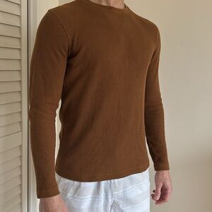 SIZE M / DENIM & FLOWER / Long Sleeve Waffle / Slim Fit Knit / Toffee Brown